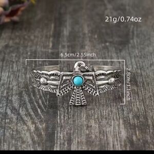Silver Thunderbird Cuff Bracelet with Turquoise Accent